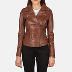 Brown Leather Biker Jacket by Avanzar Leather