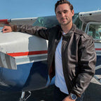 Flight Bomber Leather Jacket in Brown
