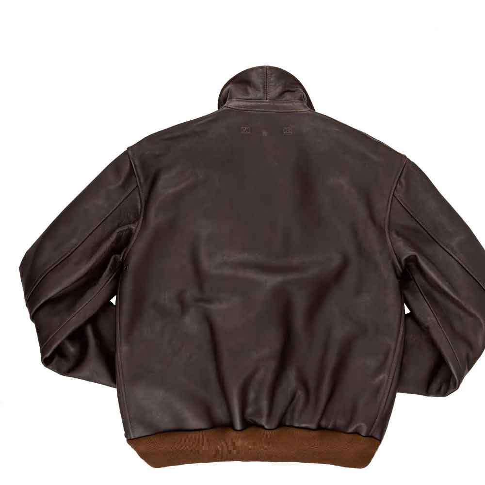 Flight Bomber Leather Jacket in Brown
