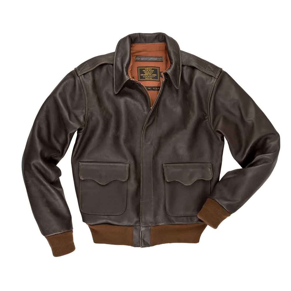 Flight Bomber Leather Jacket in Brown