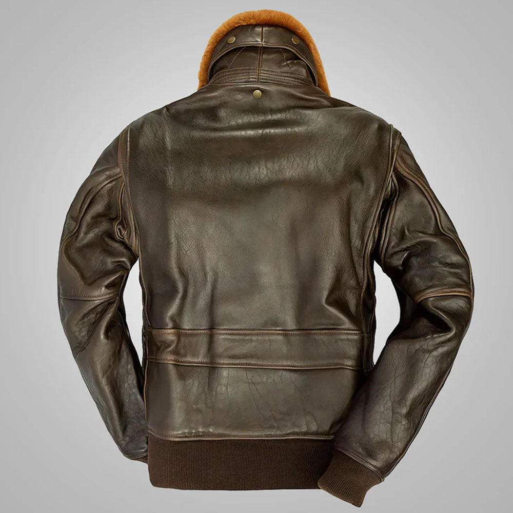Men Brown Sheepskin G-1 Flight Leather Jacket