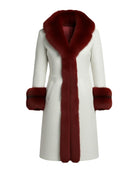 Christmas Inspired White Coat with Red Faux Fur Crocodile Texture