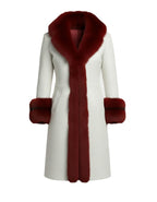 Christmas Inspired White Coat with Red Faux Fur Crocodile Texture