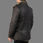 Furlong Black Leather Trench Coat