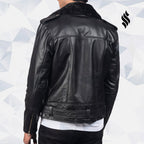 Furton Black Biker Leather Jacket