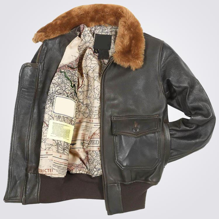 G-1 Brown Leather Bomber Jackets For Men