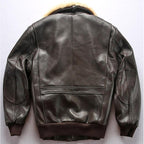 Men Genuine Sheepskin Leather Aviator G-1 Flight Bomber Jacket
