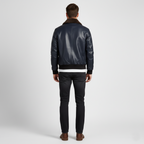 Men's Navy Flight Bomber Leather Jacket