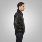 Men's G-1 Flight Bomber Black Leather Jacket