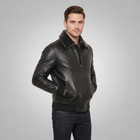 Men's G-1 Flight Bomber Black Leather Jacket