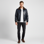 Men's Navy Flight Bomber Leather Jacket