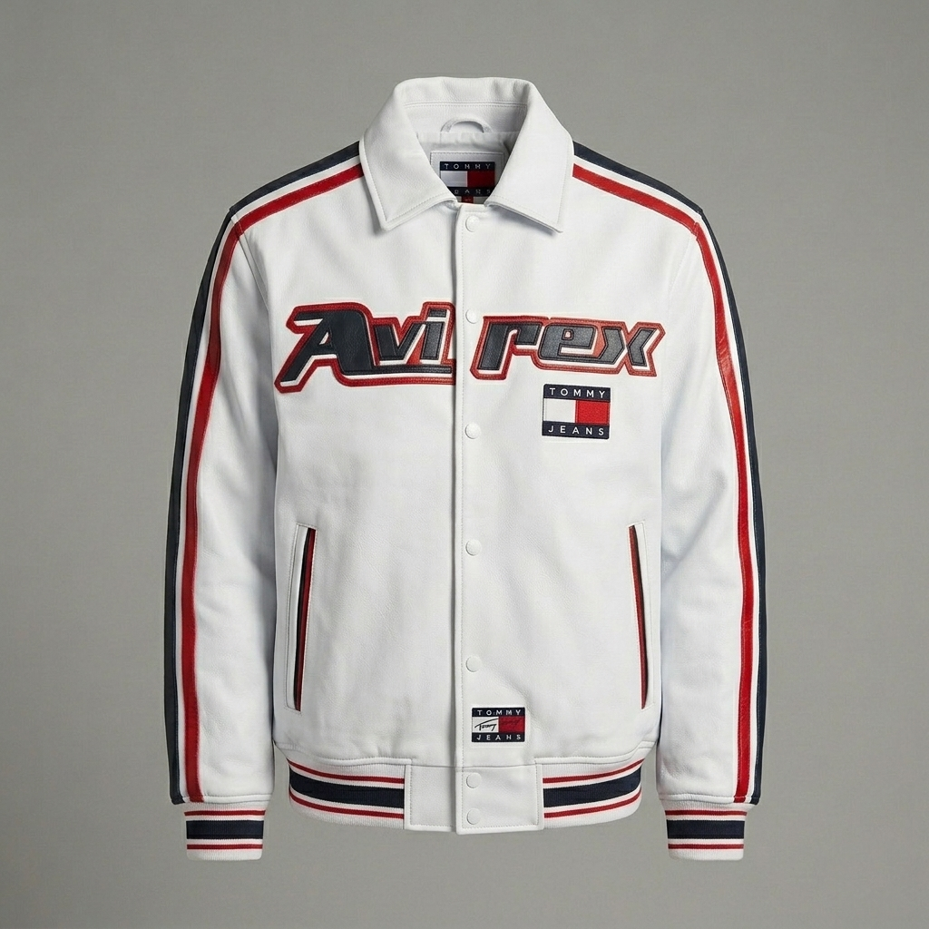 Men’s Real Leather Sport Bomber Jacket – Moto Streetwear Style