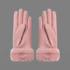 Buy Women's Pink Fur Leather Gloves