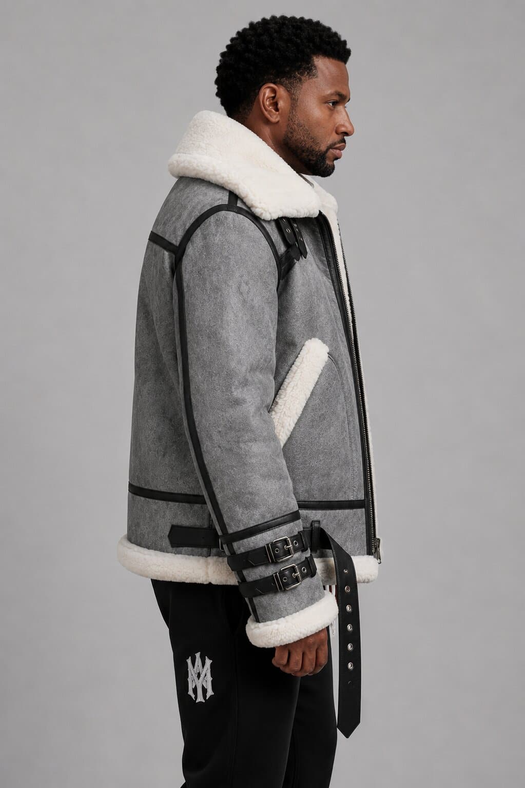 Genuine Shearling Aviator B3 Sheepskin Leather Bomber Jacket for Men