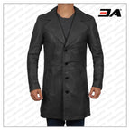 Jackson Mens Black Leather Car Coat - 100% Real Leather