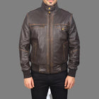 Glen Street Brown Leather Bomber Jacket