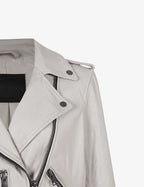 Women’s White Genuine Leather Biker Jacket
