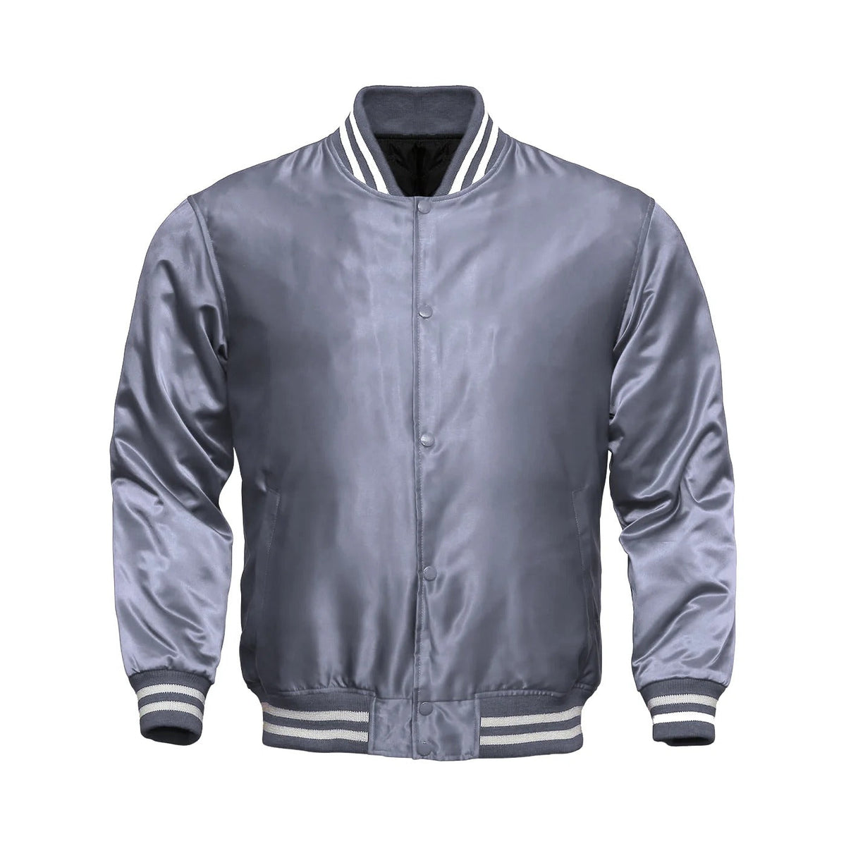 Avanzar All-Grey Satin Varsity Jacket