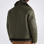 Green Flight Jacket With Faux Shearling