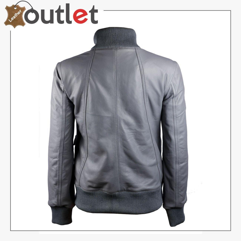 Gusty Grey Bomber Womens Leather Jacket