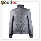 Gusty Grey Bomber Womens Leather Jacket