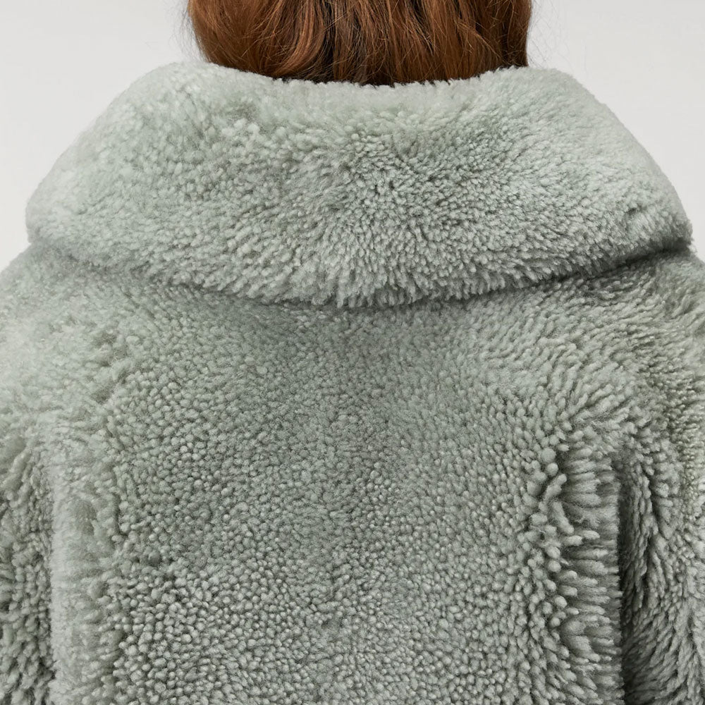 Grey Womens Winter Shearling Short Fox Fur Jacket