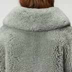New Grey Womens Winter Shearling Short Fox Fur Jacket