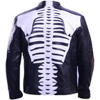 Handmade Men's Halloween Cosplay Skeleton Bones Real Leather Jacket