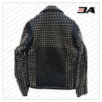 Handmade Mens Black Fashion Studded Punk Style Leather Jacket