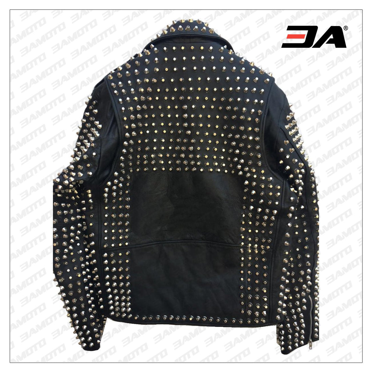 Handmade Mens Black Fashion Studded Punk Style Leather Jacket