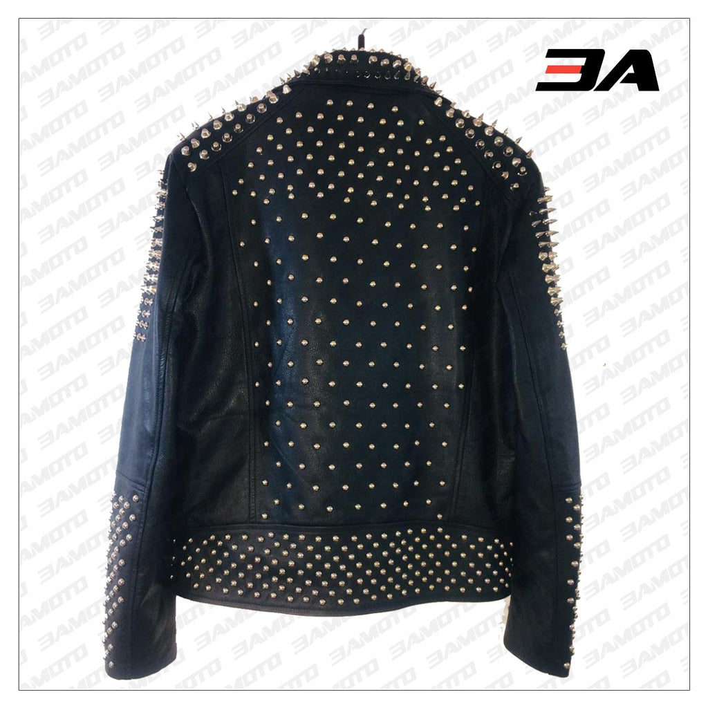 Handmade Men's Black Leather Studded Punk Style jacket