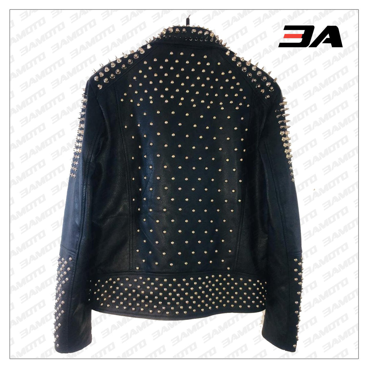 Handmade Men's Black Leather Studded Punk Style jacket