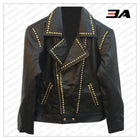 Handmade Mens Black fashion Studded Punk Style Leather Jacket