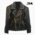 Handmade Mens Black fashion Studded Punk Style Leather Jacket