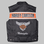Harley Davidson Men Genuine Black Leather Motorcycle Vest