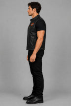 Harley Davidson Men Genuine Black Leather Motorcycle Vest