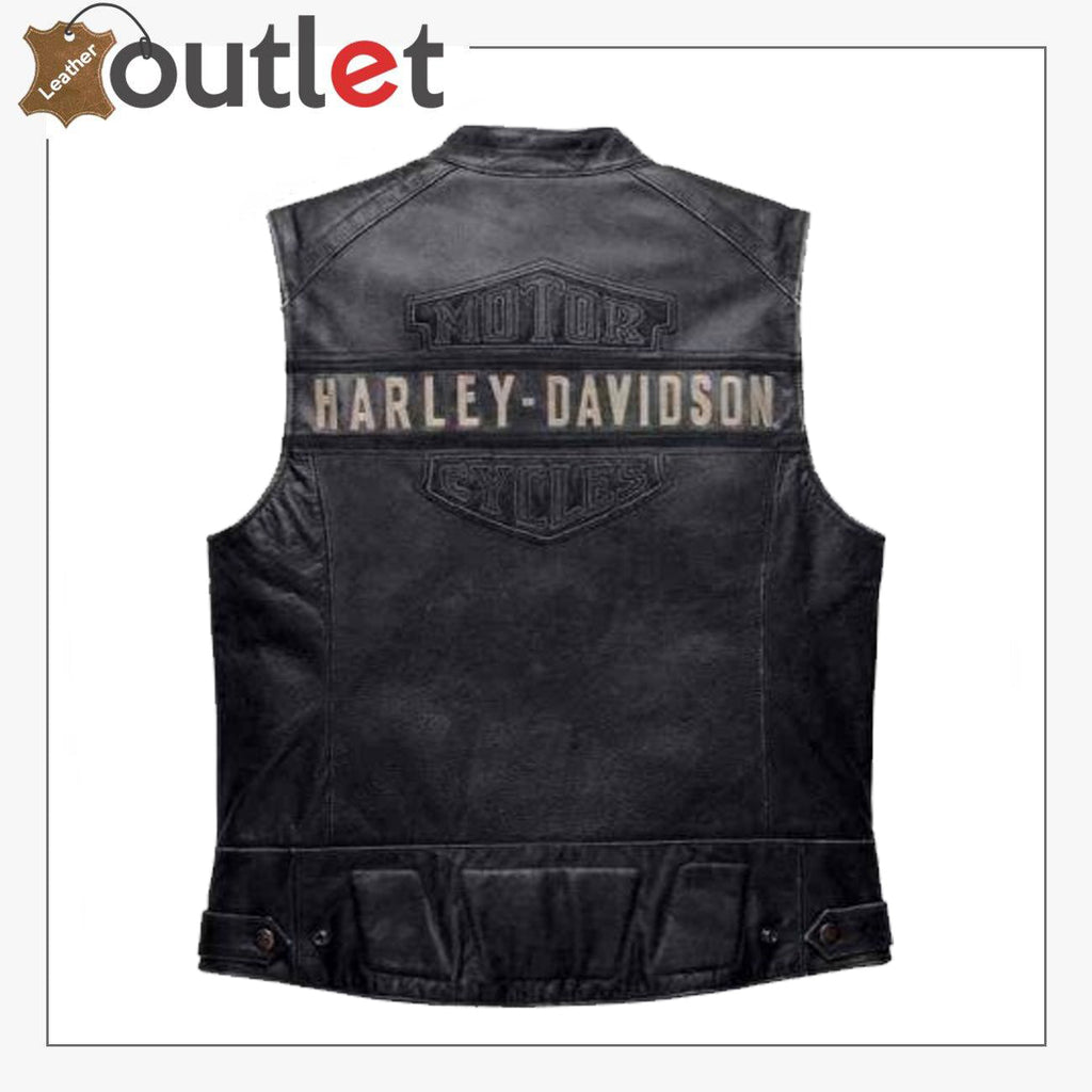 Harley-Davidson Men’s Embroidered Passing Link Leather Vest