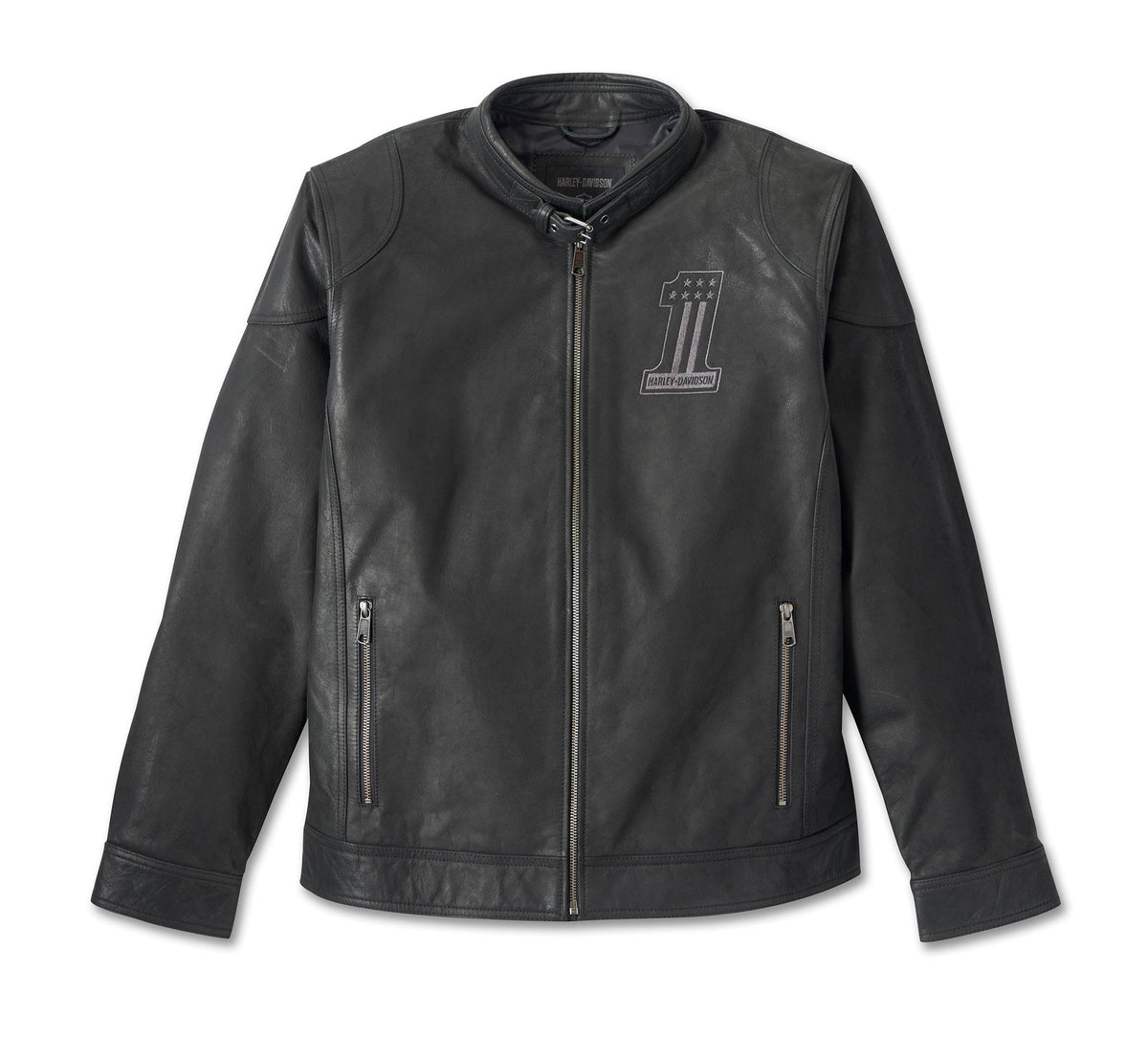 Harley-Davidson #1 Logo Men's Black Leather Biker Jacket