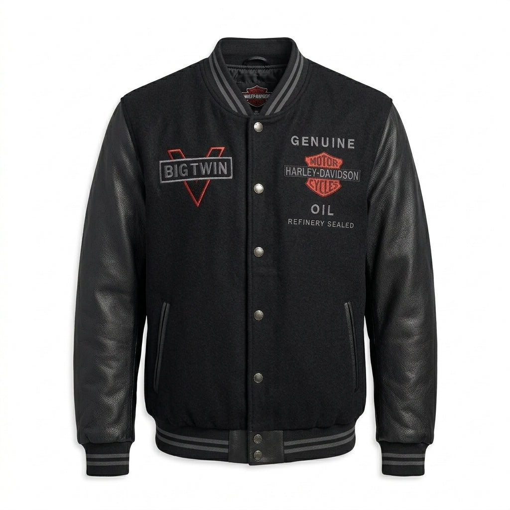 Harley-Davidson V-Twin Varsity Leather Jacket for Men