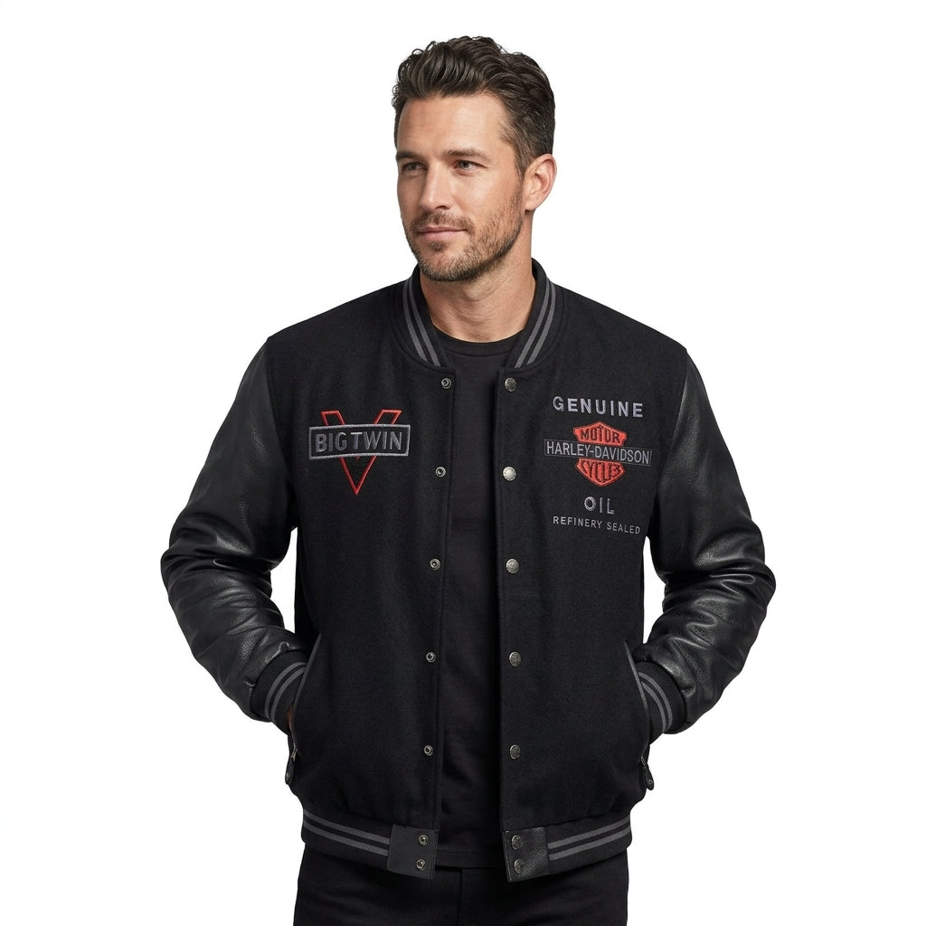 Harley-Davidson V-Twin Varsity Leather Jacket for Men