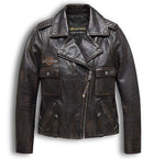 Women Harley Davidson Distressed Leather Biker Jacket