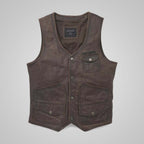 Harley Bremen Leather Vest for Men – Premium Cowhide Motorcycle Vest