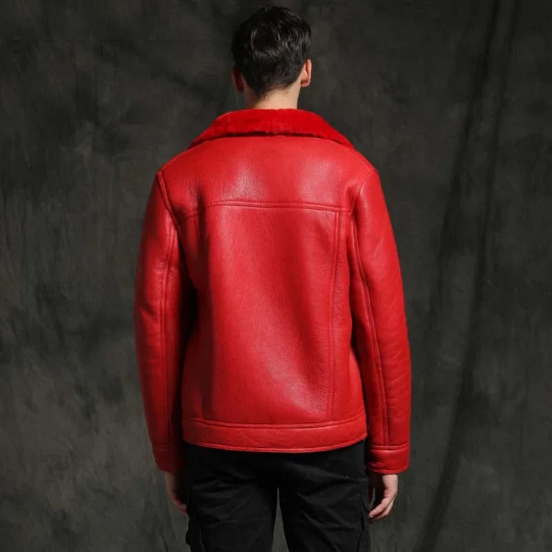 Men’s Red Leather Jacket for Christmas