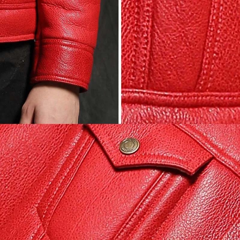 Men’s Red Leather Jacket for Christmas