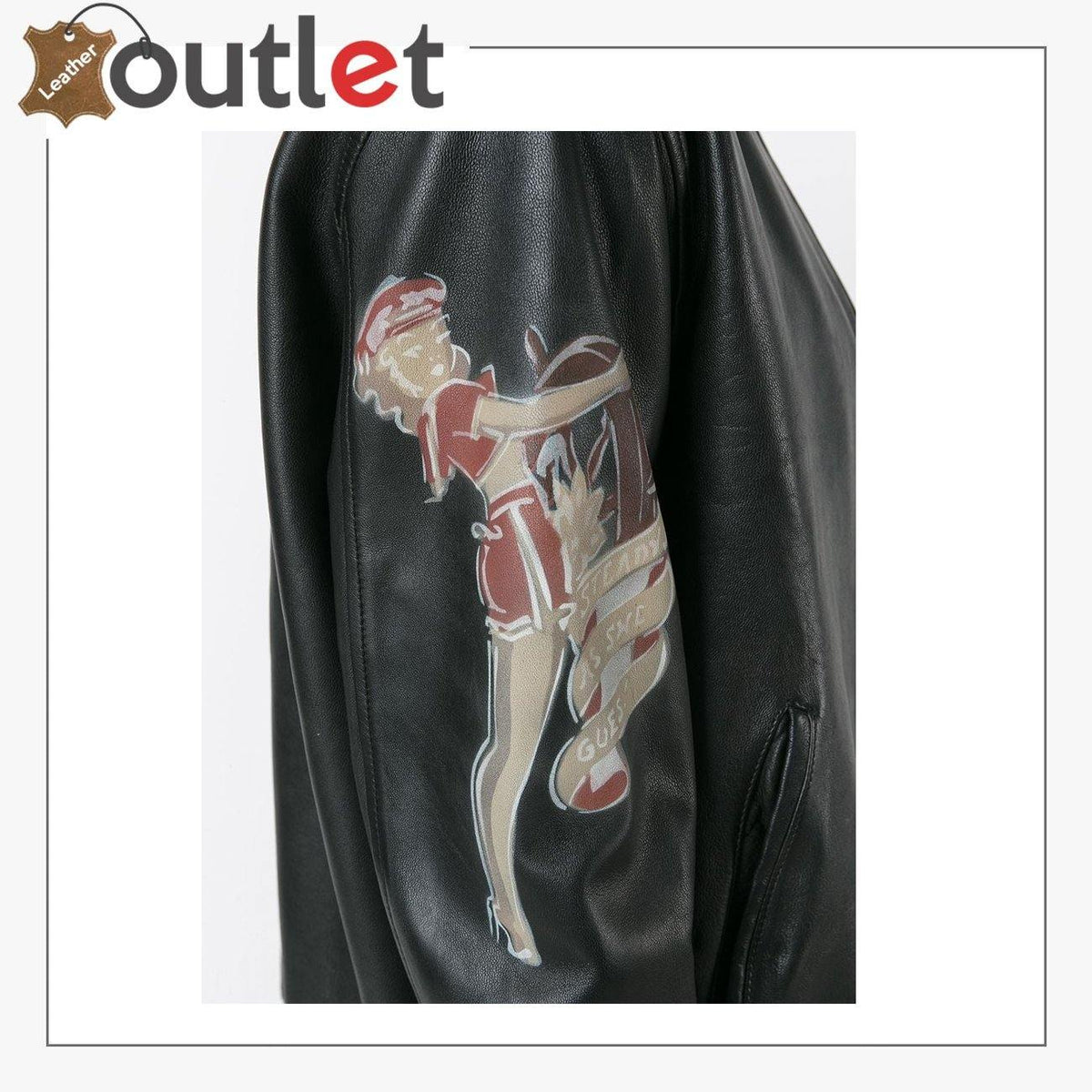 High Quality Black Leather Bomber Jacket