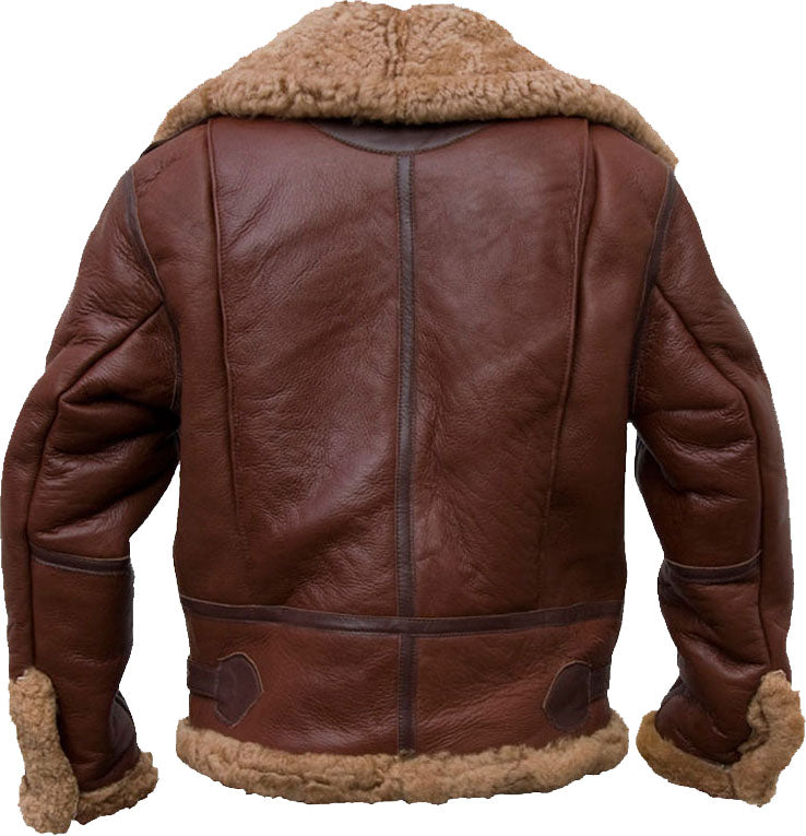 Men's High Quality Pilot Shearling Bomber Leather Jacket With Fur