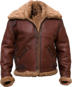 Men's High Quality Pilot Shearling Bomber Leather Jacket With Fur