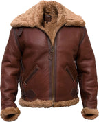 Men's High Quality Pilot Shearling Bomber Leather Jacket With Fur