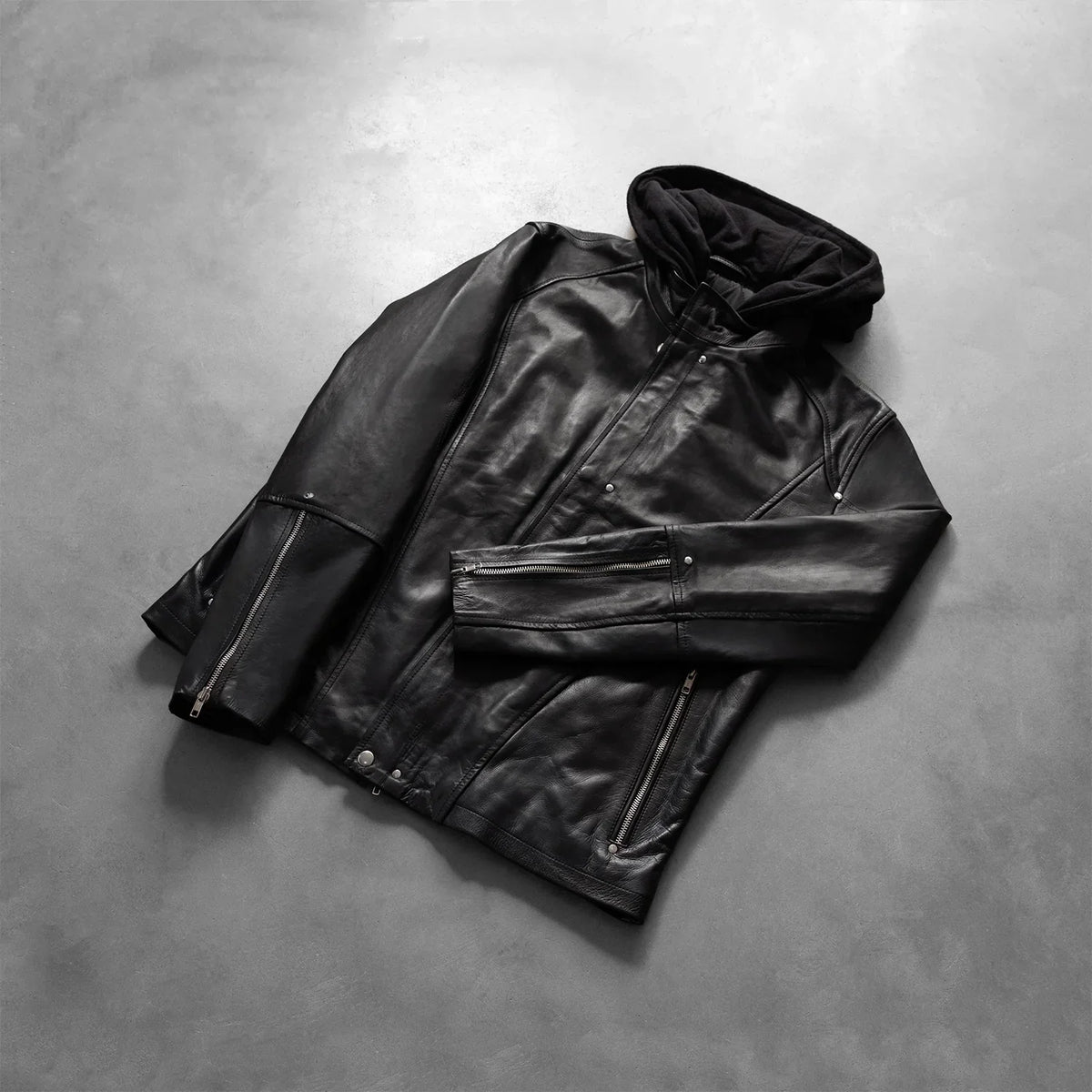 [FS] Highschool Black Hooded Leather Jacket