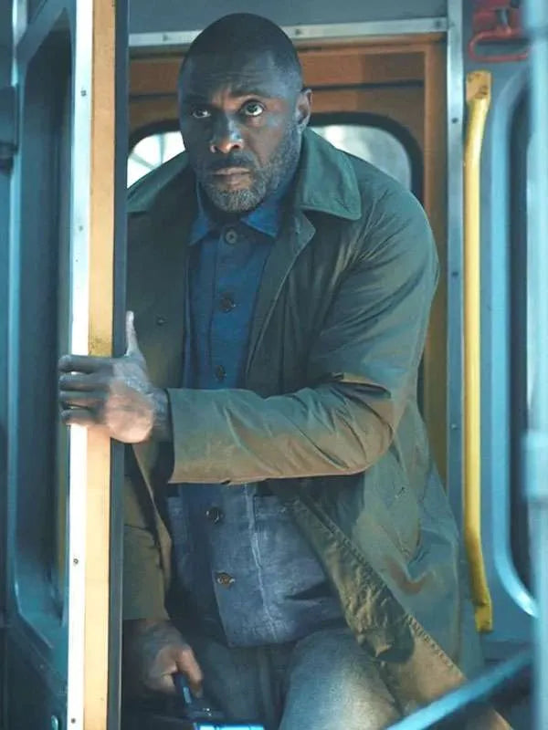 Idris Elba Hijack S02 Green Cotton Trench Coat